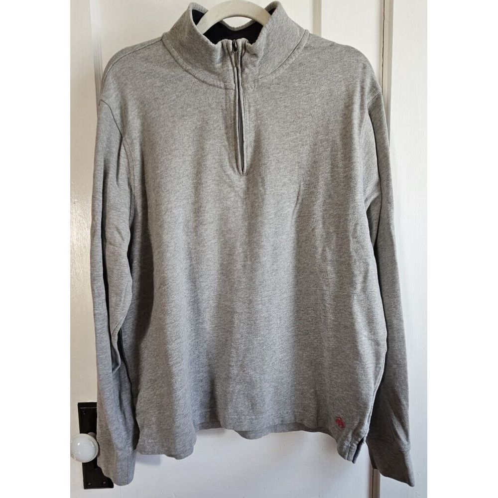Brooks Brothers 1/4 zip pullover sweatshirt  men Sz L 100% cotton grey‎